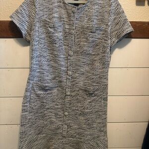 Grace Karin Black and White Textured Tweed Shift Dress